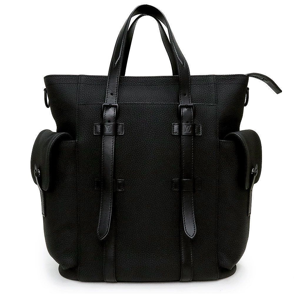 Christopher Tote 2way Shoulder Bag Diagonal Handbag Taurillon Leather Black